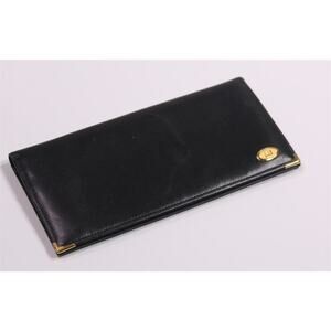 Dunhill Black w/ Gold Trim Long Bifold Wallet Men's Made in France